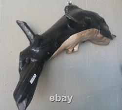 Root Ball Folk Art Hand Carved And Painted Sail Fish Wall Hanging