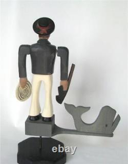 Russell Snow Hand Carved Wood Wooden 18C Sailor Whale Whirligig Figure FOlk Art