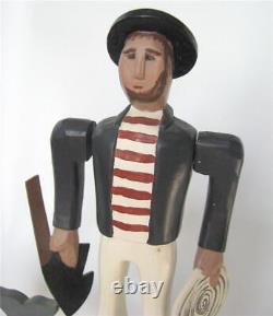 Russell Snow Hand Carved Wood Wooden 18C Sailor Whale Whirligig Figure FOlk Art