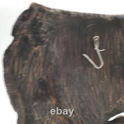 Rustic Folk Art Carved Wood Mask Bearded Man Hollow Eye Outsider Backwoods Decor