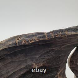 Rustic Folk Art Carved Wood Mask Bearded Man Hollow Eye Outsider Backwoods Decor