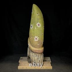 SHRUM 22 Spring Gnome Carving Wood Art Folk Art Sculpture OOAK