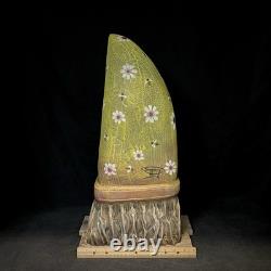 SHRUM 22 Spring Gnome Carving Wood Art Folk Art Sculpture OOAK