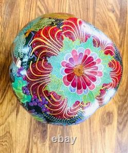 STUNNING Detailed Folk Art Carved Gourd Hand Painted Artist Signed S. Mock'o4