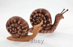 S. Arthur Shoemaker Wood Hand Carved 2 Snails 1991 Carving Folk Art Lancaster