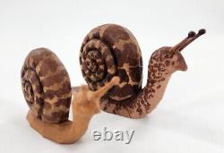 S. Arthur Shoemaker Wood Hand Carved 2 Snails 1991 Carving Folk Art Lancaster