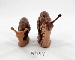 S. Arthur Shoemaker Wood Hand Carved 2 Snails 1991 Carving Folk Art Lancaster