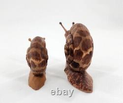 S. Arthur Shoemaker Wood Hand Carved 2 Snails 1991 Carving Folk Art Lancaster