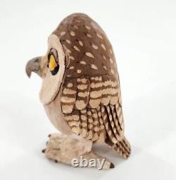 S. Arthur Shoemaker Wood Hand Carved Owl 1991 Signed Carving Folk Art Lancaster