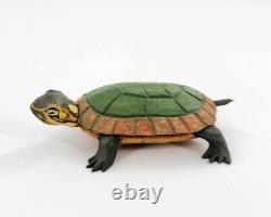 S. Arthur Shoemaker Wood Hand Carved Turtle 1991 Carving Folk Art Lancaster