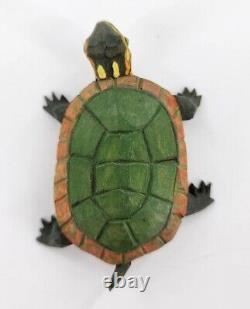 S. Arthur Shoemaker Wood Hand Carved Turtle 1991 Carving Folk Art Lancaster