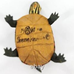 S. Arthur Shoemaker Wood Hand Carved Turtle 1991 Carving Folk Art Lancaster