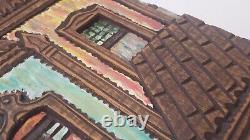 Salvador Bahia Brazil Folk Art Relief Houses Carved Painted Wood Signed WAL 80