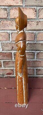 Sarreid Hand Carved Wood Sculptures Folk Art Amish 24 Man Woman Set Grain Vtg