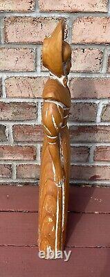 Sarreid Hand Carved Wood Sculptures Folk Art Amish 24 Man Woman Set Grain Vtg