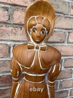 Sarreid Hand Carved Wood Sculptures Folk Art Amish 24 Man Woman Set Grain Vtg