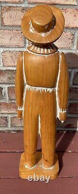Sarreid Hand Carved Wood Sculptures Folk Art Amish 24 Man Woman Set Grain Vtg