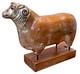 Sarreid Ltd Italy Carved Wood Brass Ram Sheep Animal Sculpture Folk Art Vtg Mcm