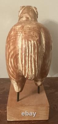 Sarreid LTD Italy Carved Wood Brass Ram Sheep Animal Sculpture Folk Art Vtg Mcm