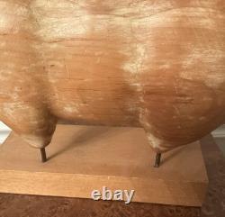 Sarreid LTD Italy Carved Wood Brass Ram Sheep Animal Sculpture Folk Art Vtg Mcm