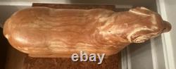 Sarreid LTD Italy Carved Wood Brass Ram Sheep Animal Sculpture Folk Art Vtg Mcm