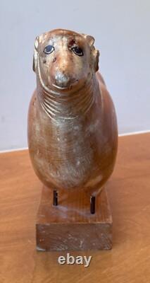 Sarreid LTD Italy Carved Wood Brass Ram Sheep Animal Sculpture Folk Art Vtg Mcm
