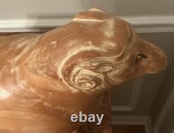 Sarreid LTD Italy Carved Wood Brass Ram Sheep Animal Sculpture Folk Art Vtg Mcm