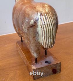 Sarreid LTD Italy Carved Wood Brass Ram Sheep Animal Sculpture Folk Art Vtg Mcm
