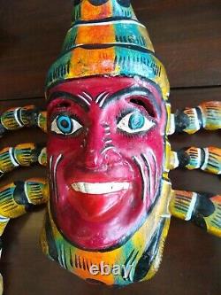 Scorpion Mask Hand Carved Mexican Wooden Carving Figure Vintage Folk Art