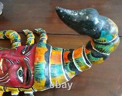 Scorpion Mask Hand Carved Mexican Wooden Carving Figure Vintage Folk Art