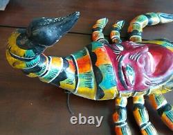 Scorpion Mask Hand Carved Mexican Wooden Carving Figure Vintage Folk Art