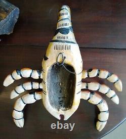 Scorpion Mask Hand Carved Mexican Wooden Carving Figure Vintage Folk Art