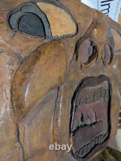 Screaming Face Wood Folk Art Carving 3D Router and Chisel