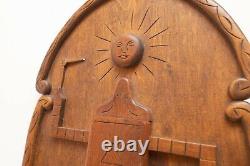 See Update! Vintage American Folk Art Freemason Masonic Relief Wood Sculpture