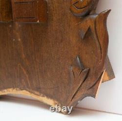See Update! Vintage American Folk Art Freemason Masonic Relief Wood Sculpture