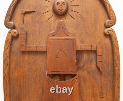 See Update! Vintage American Folk Art Freemason Masonic Relief Wood Sculpture
