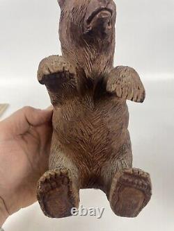 Sequoia Redwood Rare Bears Folk Art Bear Wood Carved Hand Signed Dated'85