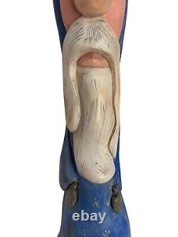 Set Of 3 Woodcarving Signed Cypress Knee Santa Joe Offerman Kentucky Folk Art