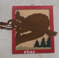 Set Of Vintage 1950's American Folk Art Wood Carvings Funny Nice