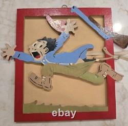 Set Of Vintage 1950's American Folk Art Wood Carvings Funny Nice