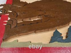 Set Of Vintage 1950's American Folk Art Wood Carvings Funny Nice