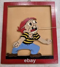 Set Of Vintage 1950's American Folk Art Wood Carvings Funny Nice