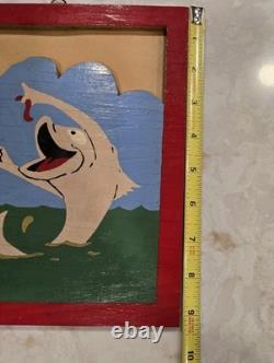 Set Of Vintage 1950's American Folk Art Wood Carvings Funny Nice