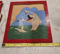 Set Of Vintage 1950's American Folk Art Wood Carvings Funny Nice