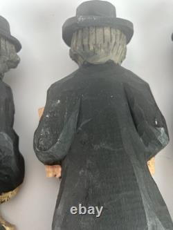 Set of 4 Hand-Carved Jewish Klezmer Musicians 11 Wood Folk Art Figurines