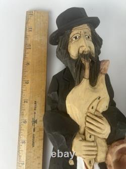 Set of 4 Hand-Carved Jewish Klezmer Musicians 11 Wood Folk Art Figurines