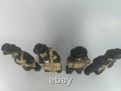 Set of 4 Hand-Carved Jewish Klezmer Musicians 11 Wood Folk Art Figurines