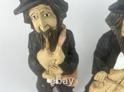 Set of 4 Hand-Carved Jewish Klezmer Musicians 11 Wood Folk Art Figurines