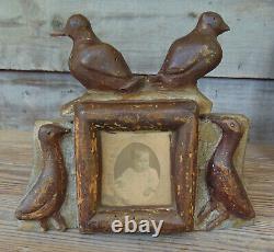 Set of 5 Antique Folk Art Hand Carved Frames Tramp Art Vintage Rare OOAK Set