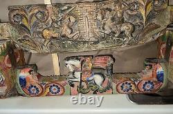 Sicilian Folk Art Carved Polychrome St George Knights Dragons 1800s Italy Angels